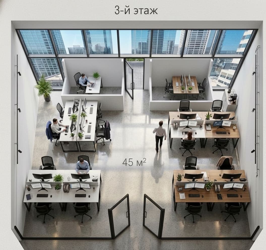 Открыть планировку 45 м²